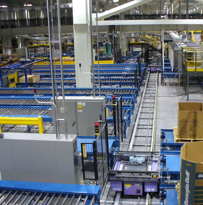 aerial view of automated conveyor systems